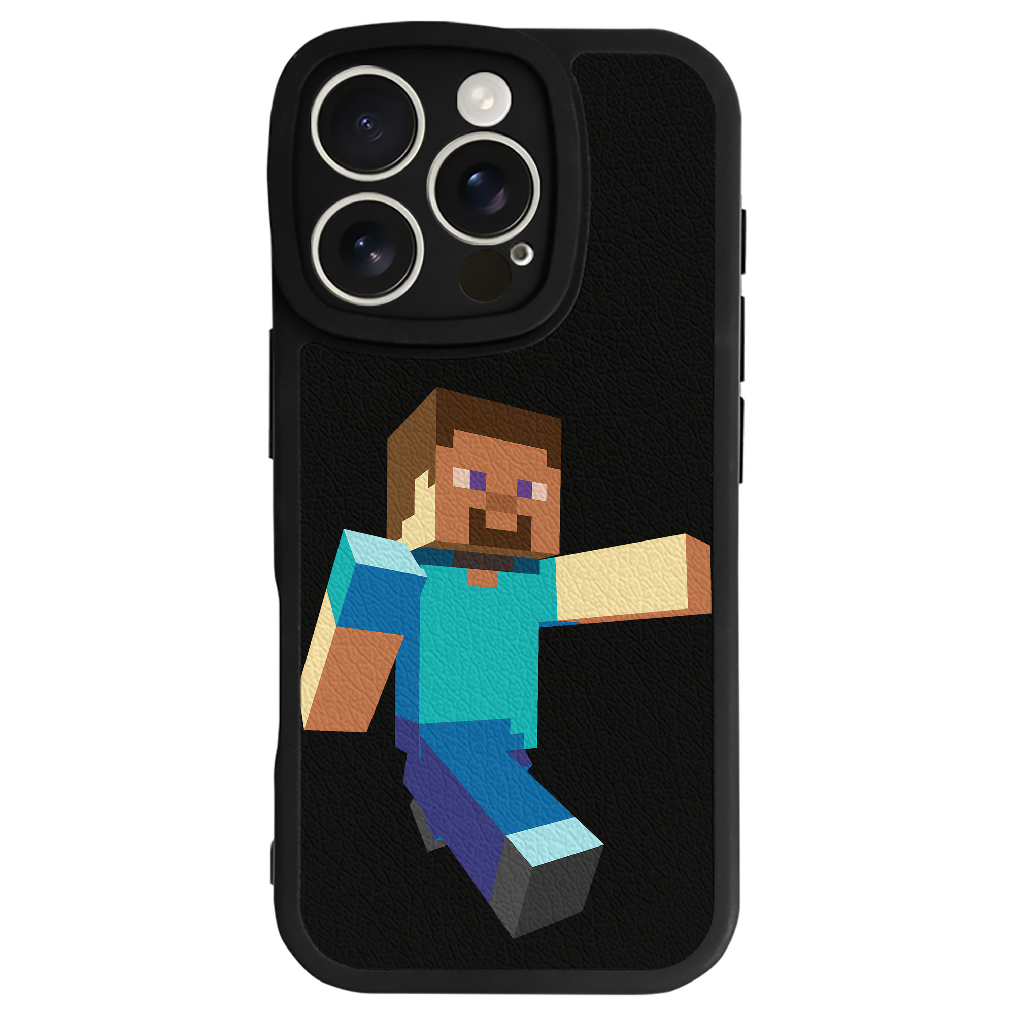 （画像用） マインクラフト ブロックの世界 Minecraft MC Block world 【iPhone 16シリーズ対応】シリコンスマホケース（レザー調） 材質：シリコン